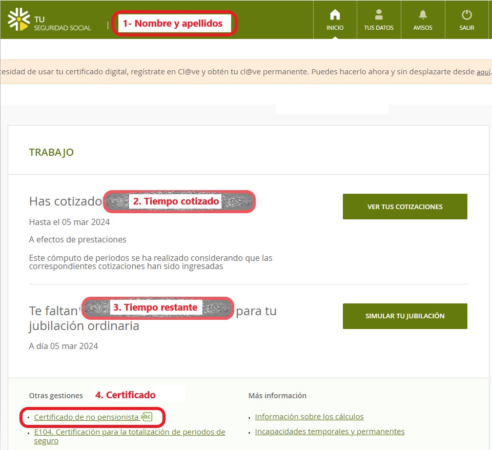 Certificado de no pensionista
