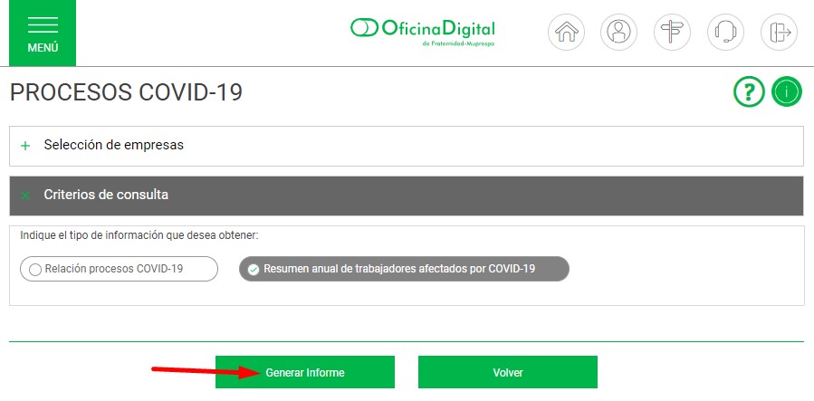Generar informe Oficina Digital