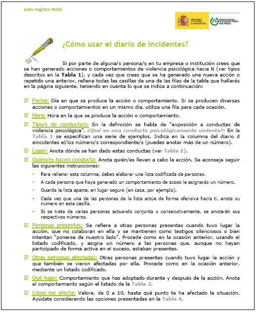cómo usar el diario de incidentes