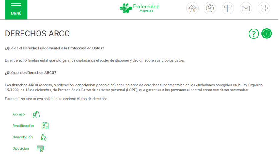 Derechos ARCO de Fraternidad-Muprespa