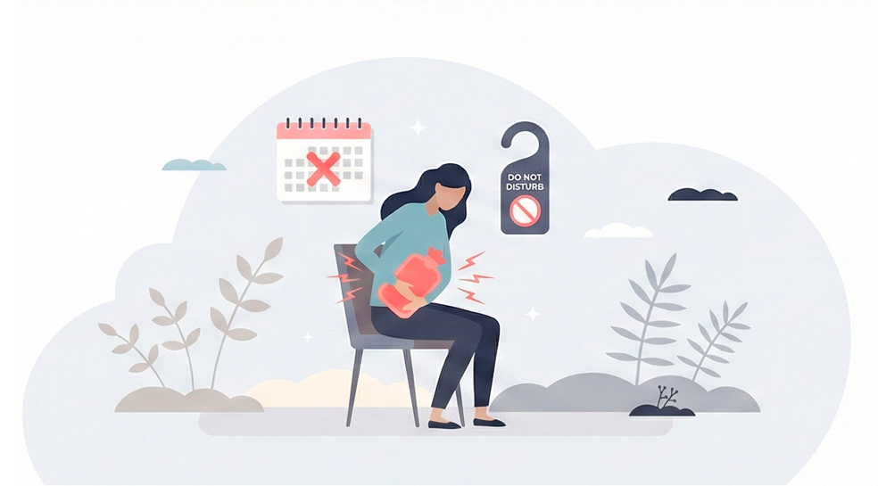 Persona con dolores menstruales