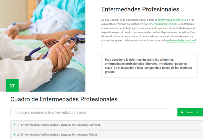 Cuadro de Enfermedades Profesionales