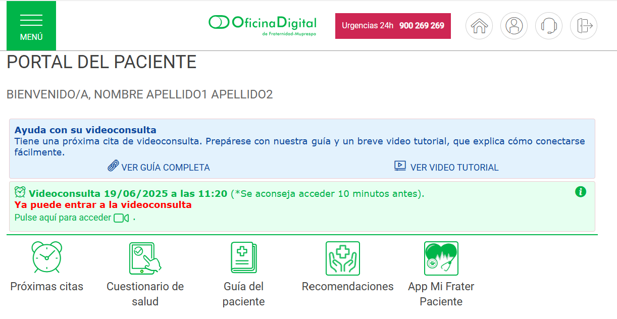 Acceso desde el portal del paciente