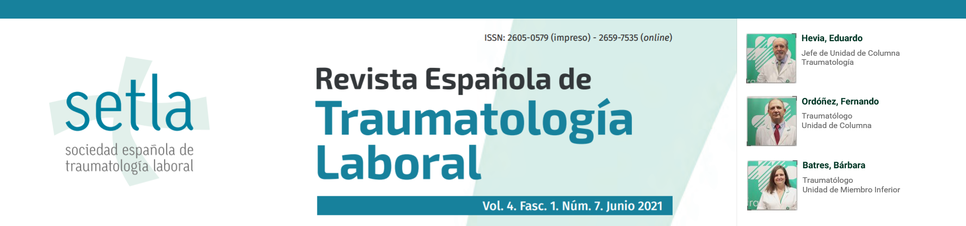 Cabecera Revista SETLA Dr, Hevia, Dr. Ordoñez y la Dra. Batres