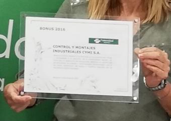 Diploma acreditativo recibido por la empresa