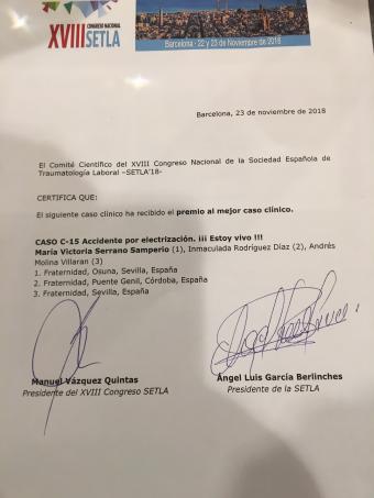Diploma acreditativo del preemio recibido