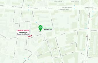 Mapa a entrada de urgencias del Hospital Fraternidad-Muprespa Habana