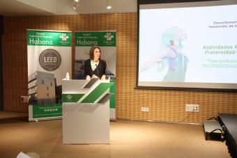 Mar Morales, durante la presentación de los productos de PRL que Fraternidad-Muprespa pone a disposición de sus empresas mutualistas 