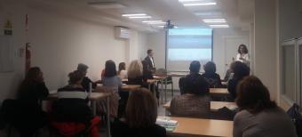 Juan Antonio García y Olga Boyero, durante la jornada con los representantes de las empresas