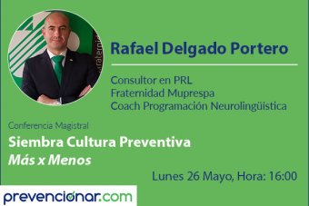 Cartel webinar 26 de mayo Prevencionar - Rafael Delgado Portero