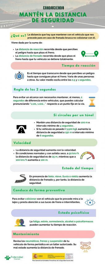 Conduciendo mantén la distancia de seguridad