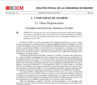 Bocm orden premios Madrid