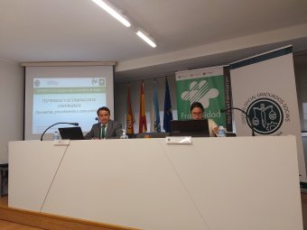 Noemí Sordo Herrero, Secretaria del Colegio y Francisco Barroso Fadraque, coordinador territorial Noroeste de Prestaciones de la Mutua