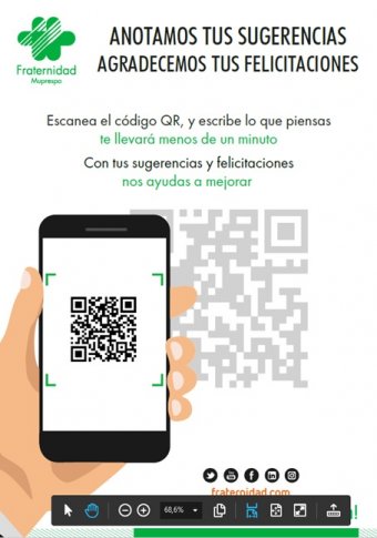 Cartel de Fraternidad-Muprespa para QR de suxestións e agradecementos