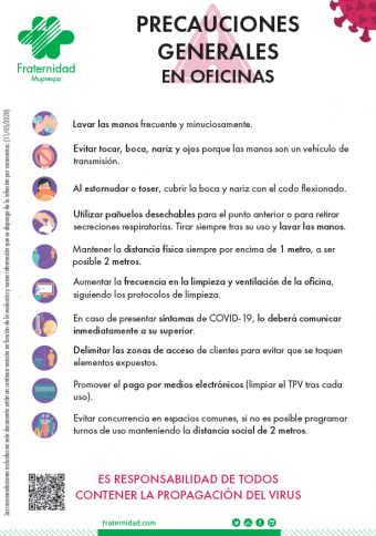 Cartel precauciones generales en oficinas