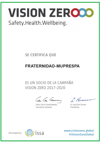 certificado vision zero fraternidad-muprespa