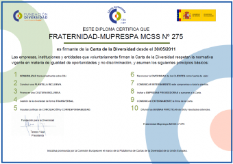 Diploma acreditativo de Fraternidad-Muprespa