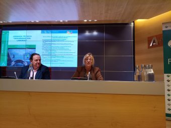 Matilde Góngora, directora Provincial de Fraternidad-Muprespa a Almeria, durant la inauguració de la jornada.jpg