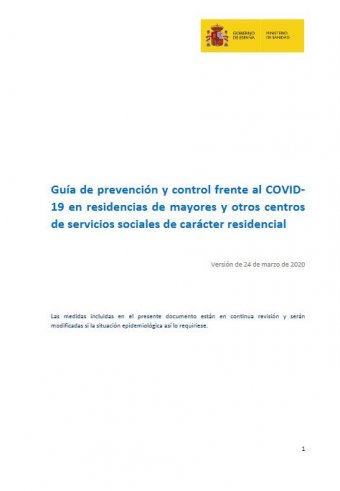 Guía de prevención y control frente al COVID-19  en  residencias  de  mayores  y  otros  centros  de servicios sociales de carácter residencial