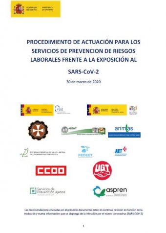 Procedimiento de actuación para los servicios de prevención de riesgos laborales frente a la exposición al nuevo coronavirus (SARS-CoV-2)