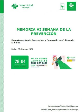 portada Memoria VI Semana de la Prevención