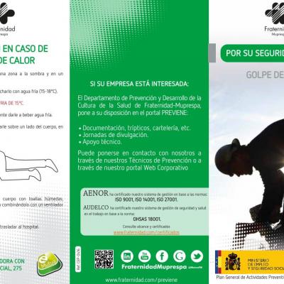Tríptico informativo sobre golpe de calor