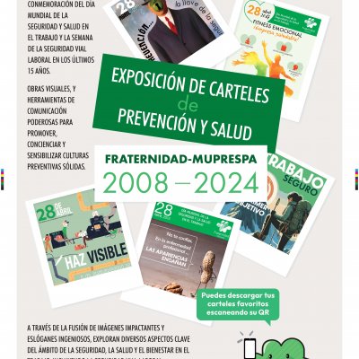 Cartel de presentación de la Exposición de Carteles de prl y salud laboral de Fraternidad-Muprespa