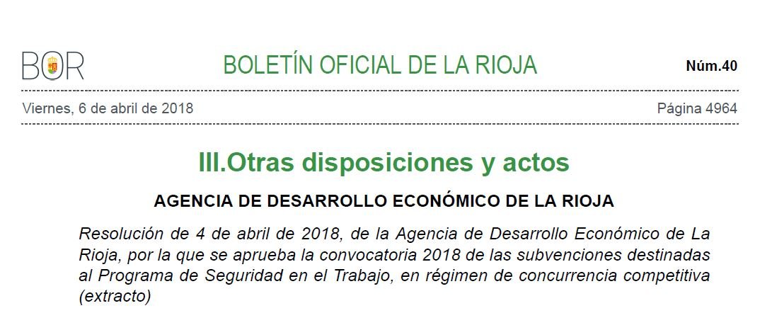 Resolución de 4 de abril de 2018, de la Agencia de Desarrollo Económico de La Rioja