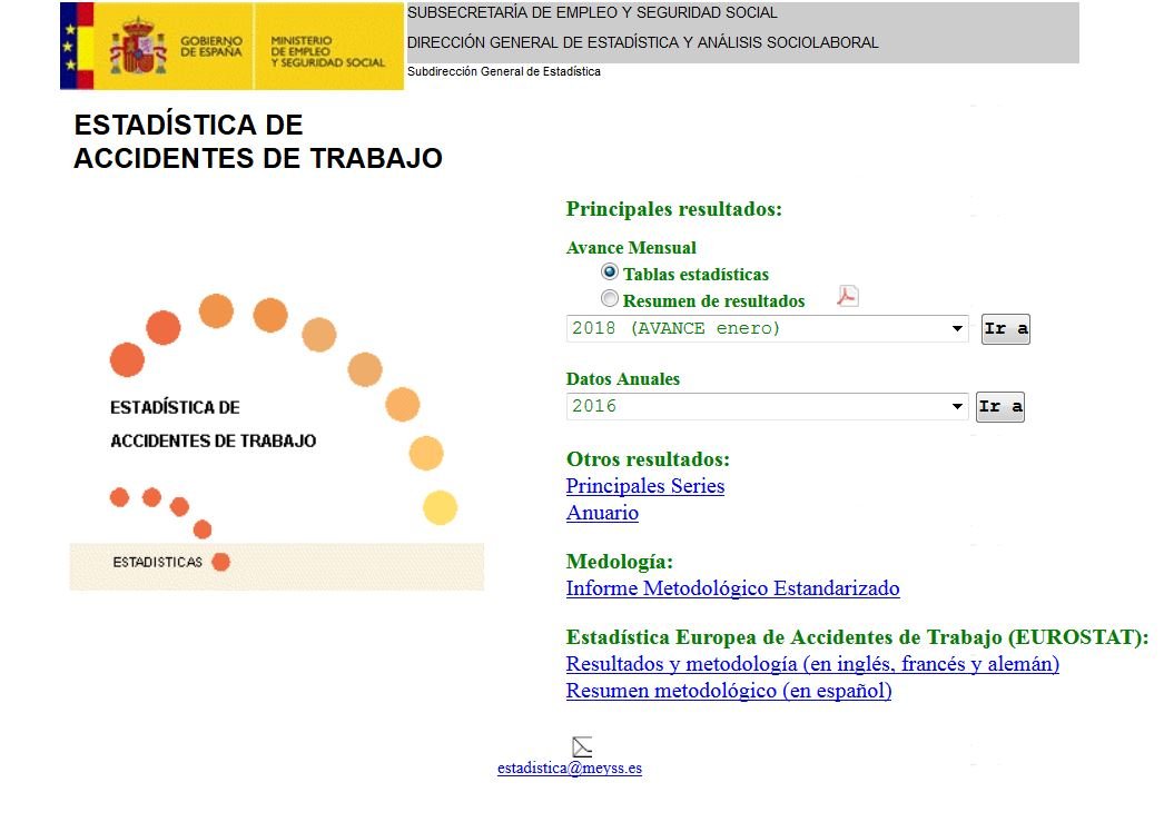 Estadistica de accidente de trabajo. Año 2017