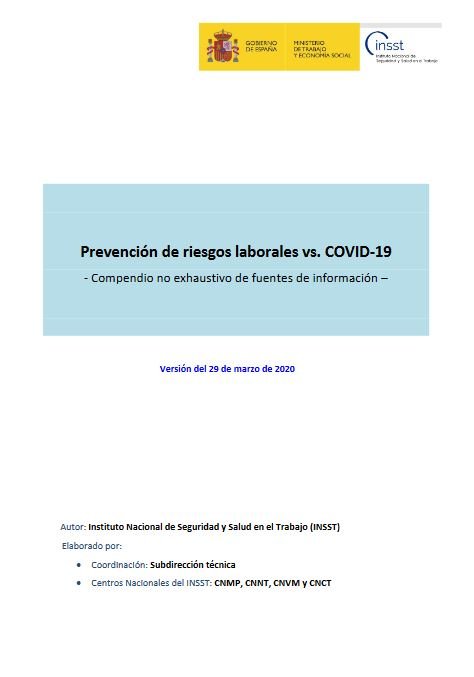 Compendio no exhaustivo de fuentes de información - Prevención de riesgos laborales vs. COVID-19