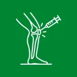 Icono de inyección en rodilla humana