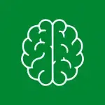 Gráfico: Contorno blanco de un cerebro sobre fondo verde.