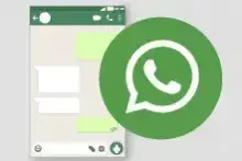 Logotipo de WhatsApp y pantalla de chat.