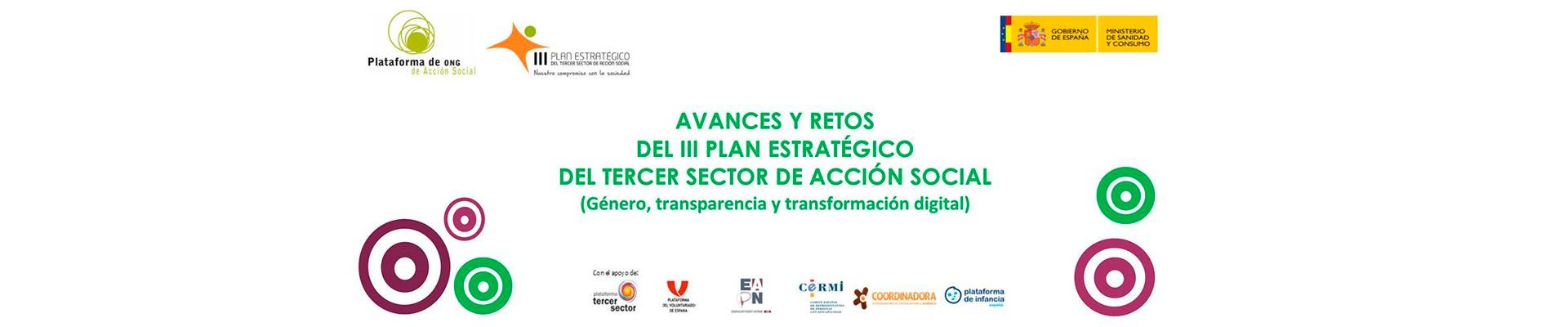 Banner promocion jornada Avances y retos del III Plan Estratégico del Tercer Sector de Acción social
