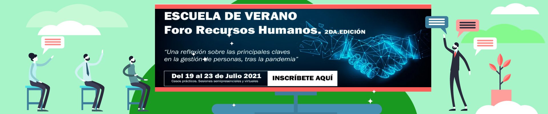 Banner participación de Fraternidad-Muprespa en Escuela de verano FORO RRHH
