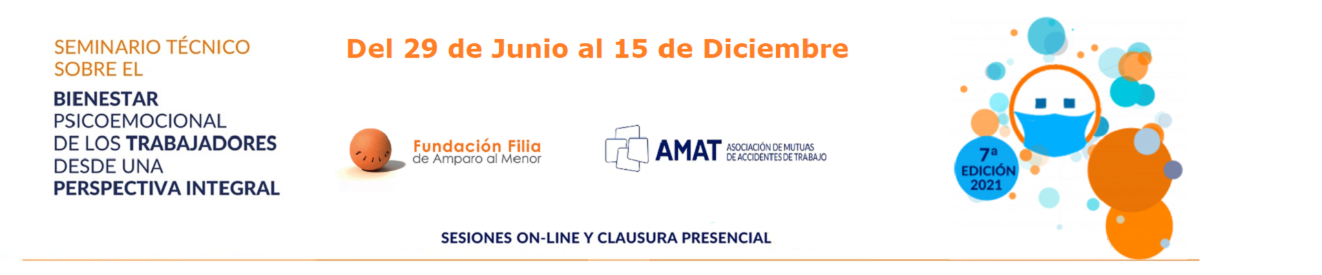 Encabezado VII Seminario sobre "Bienestar Psicoemocional de los trabajadores" de Fundación Filia