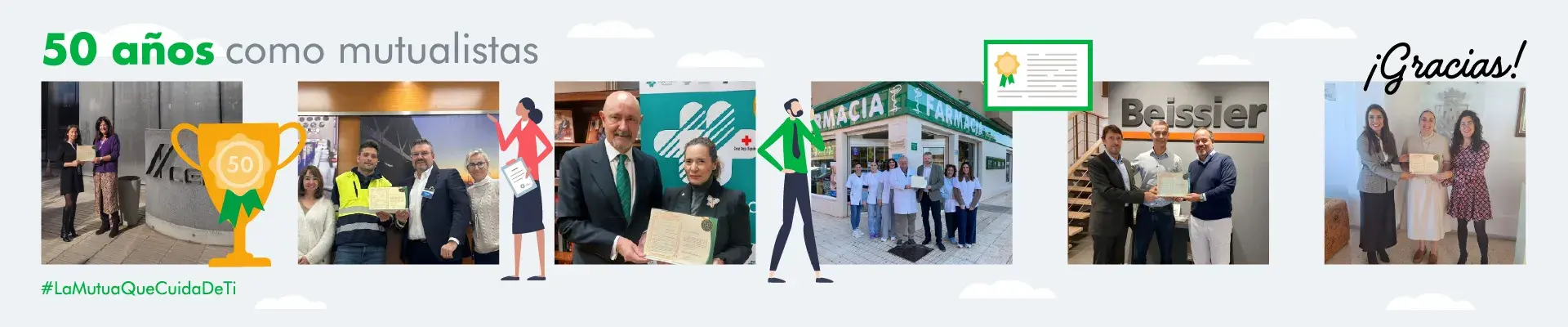 Imagen de algunas empresas mutualistas recibiendo su reconocimiento