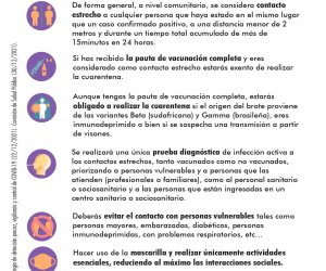 Qué debo hacer si soy contacto estrecho de un caso positivo y estoy vacunado
