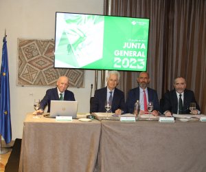 Carlos Aranda, director Gerente de Fraternidad-Muprespa, Bartolomé Lora, vicepresidente de Fraternidad-Muprespa,  Juan Manuel Ruiz Santana, secretario de la Junta Directiva, y Jesús Mas, director del Centro de Asesoría y Servicios Jurídicos de Fraternidad-Muprespa