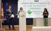 Mar Morales, en el atril, tras recibir el premio Prevencionar
