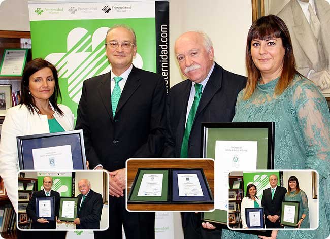 Fraternidad-Muprespa recibe de AENOR las certificaciones de Calidad ISO 9001 y de Gestión Ambiental ISO 14001 en sus centros Fraternidad-Muprespa recibe de AENOR las certificaciones de Calidad ISO 9001 y de Gestión Ambiental ISO 14001 en sus centros