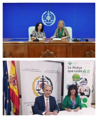 Firmas del acuerdo con el Colegio (imagen superior) y con el Consejo (imagen inferior)