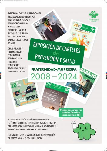 Cartel de presentación de la Exposición de Carteles de prl y salud laboral de Fraternidad-Muprespa