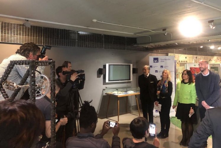 Antonio José Millán, director de la Cátedra AXA de Prevención Lourdes Íscar, directora de Osalan, Silvia Vela, directora de Comunicación y Relaciones Institucionales de Fraternidad-Muprespa, y Ion Iraola, alcalde de Eibar