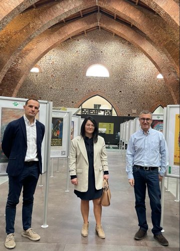 Víctor Fernández, consultor de prevención de Fraternidad-Muprespa, Natalia Morán, directora de la delegación de Ponferrada, y Roberto Fernández, director del Museo