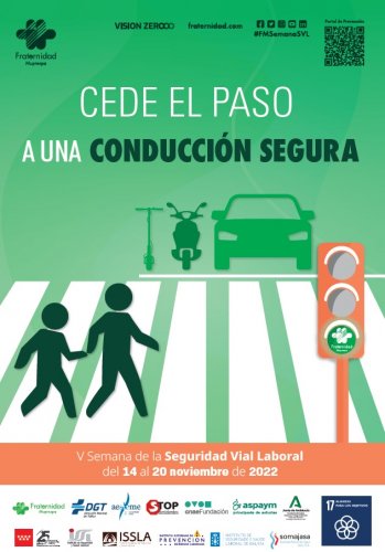 Imagen del cartel de la V Semana de la Seguridad Vial Laboral de Fraternidad-Muprespa