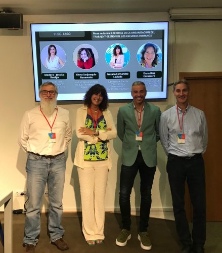 Natalia Fernández Laviada junto a tres consultores de Prevención de FM, Javier Sánchez, Iván Fernández y Ricardo Alonso