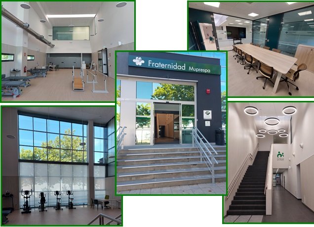 Collage de fotos del centro de Fraternidad-Muprespa en Alcorcón