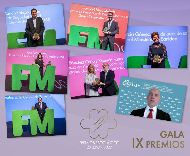 Collage de fotos de los premiados en la IX gala de Premios Escolástico Zaldívar